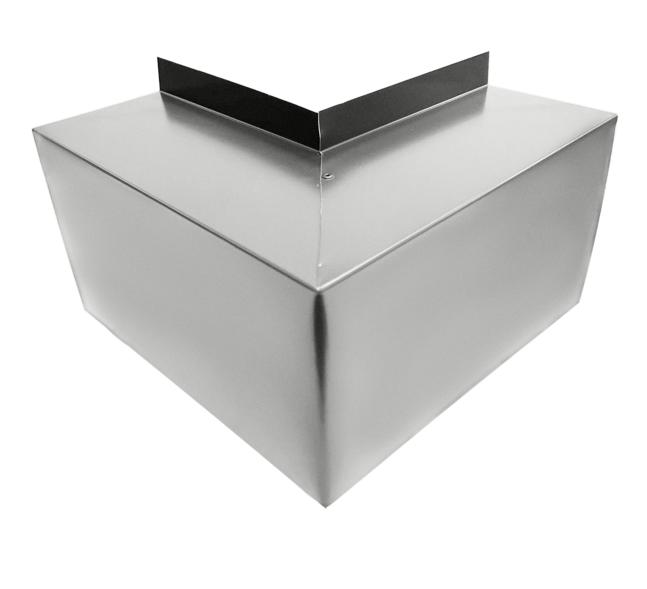 A PermaCover Metal HVAC Line Set Cover Outside Corner Elbow that is made to attach to exterior walls to cover existing HVAC line sets. The elbow cover is Ash Gray in color.