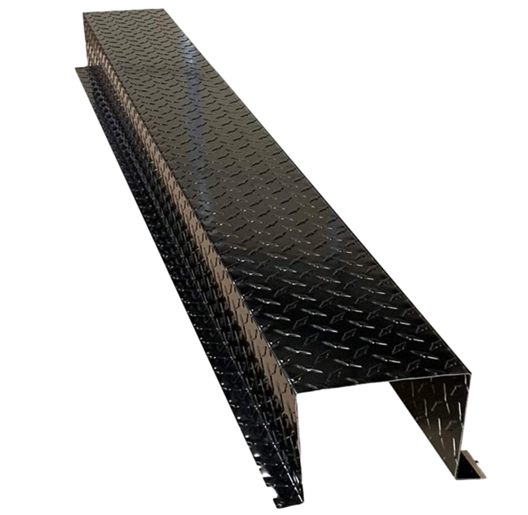 A 0.025 inch Aluminum Diamond Tread Plate HVAC line Set Cover 5 FT Extension sections. The cover is Black in color, and is meant to extend existing Line set Covers.