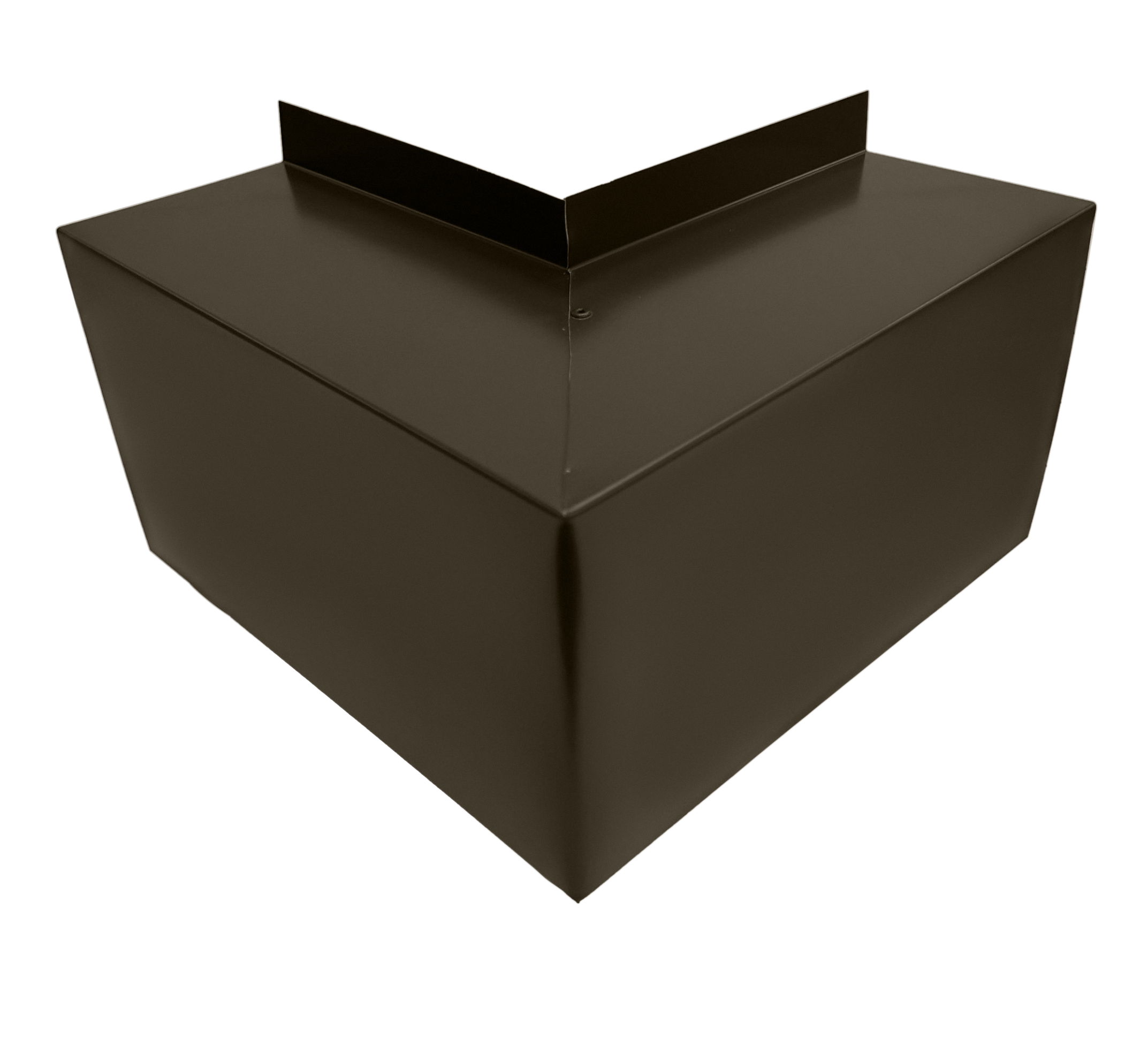 A PermaCover Metal HVAC Line Set Cover Outside Corner Elbow that is made to attach to exterior walls to cover existing HVAC line sets. The elbow cover is Burnished Slate in color.