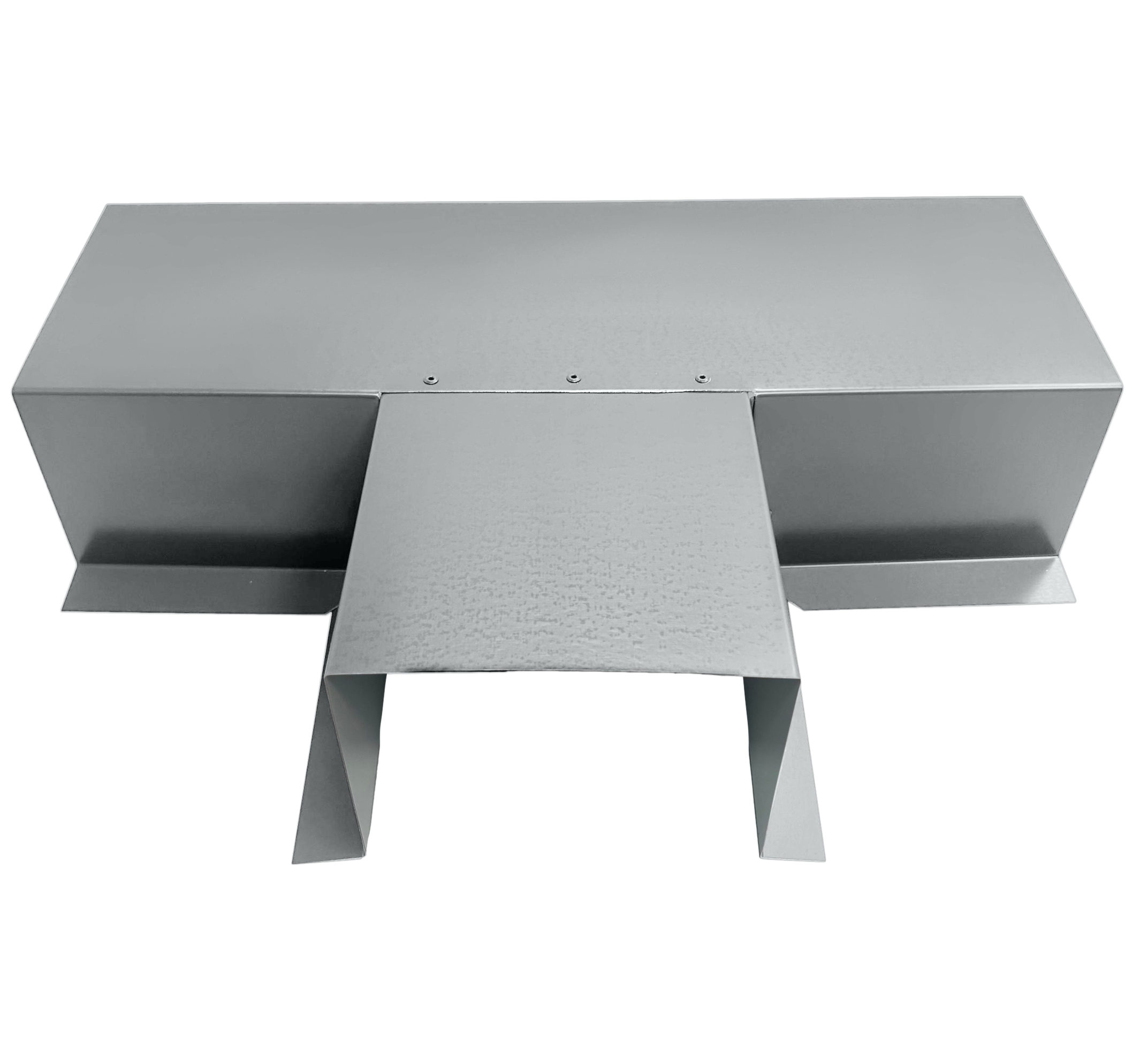 A PermaCover Metal HVAC Line Set Cover T-Joint Connector that is made to attach to exterior walls to cover existing HVAC line sets. The elbow cover is Cityscape in color.