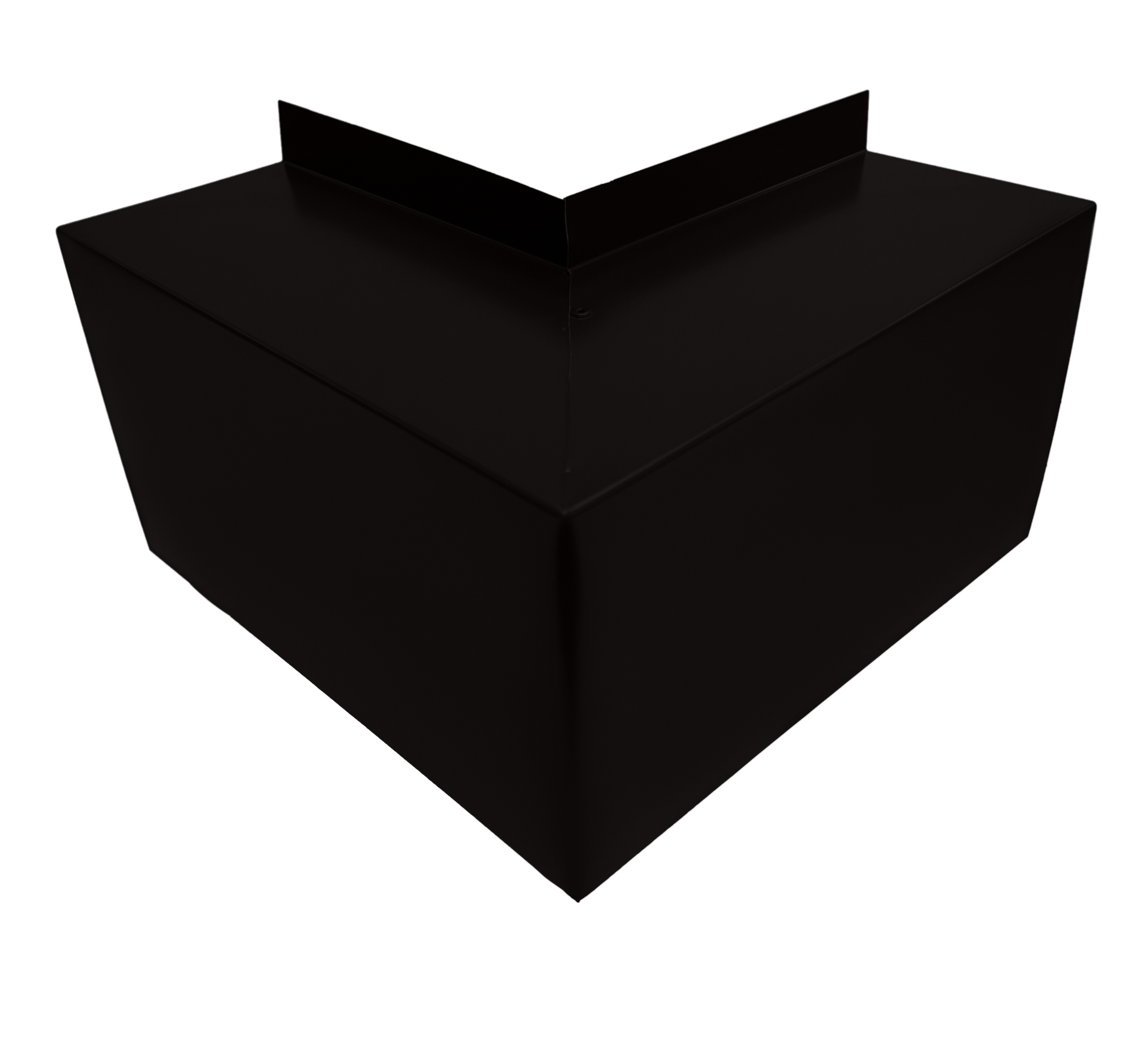 A PermaCover Metal HVAC Line Set Cover Outside Corner Elbow that is made to attach to exterior walls to cover existing HVAC line sets. The elbow cover is Extra Dark Bronze in color.