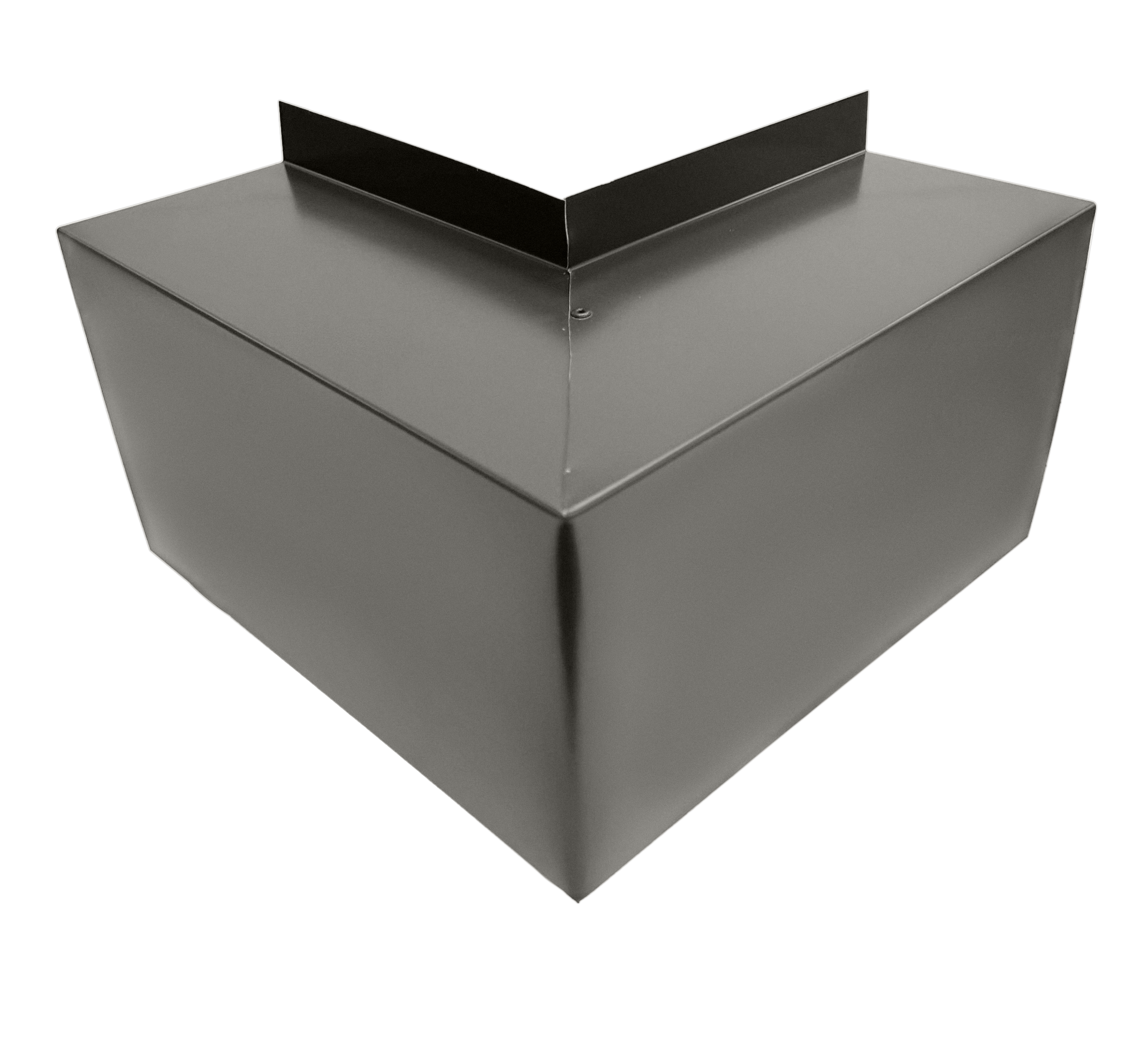 A PermaCover Metal HVAC Line Set Cover Outside Corner Elbow that is made to attach to exterior walls to cover existing HVAC line sets. The elbow cover is Slate Gray in color.