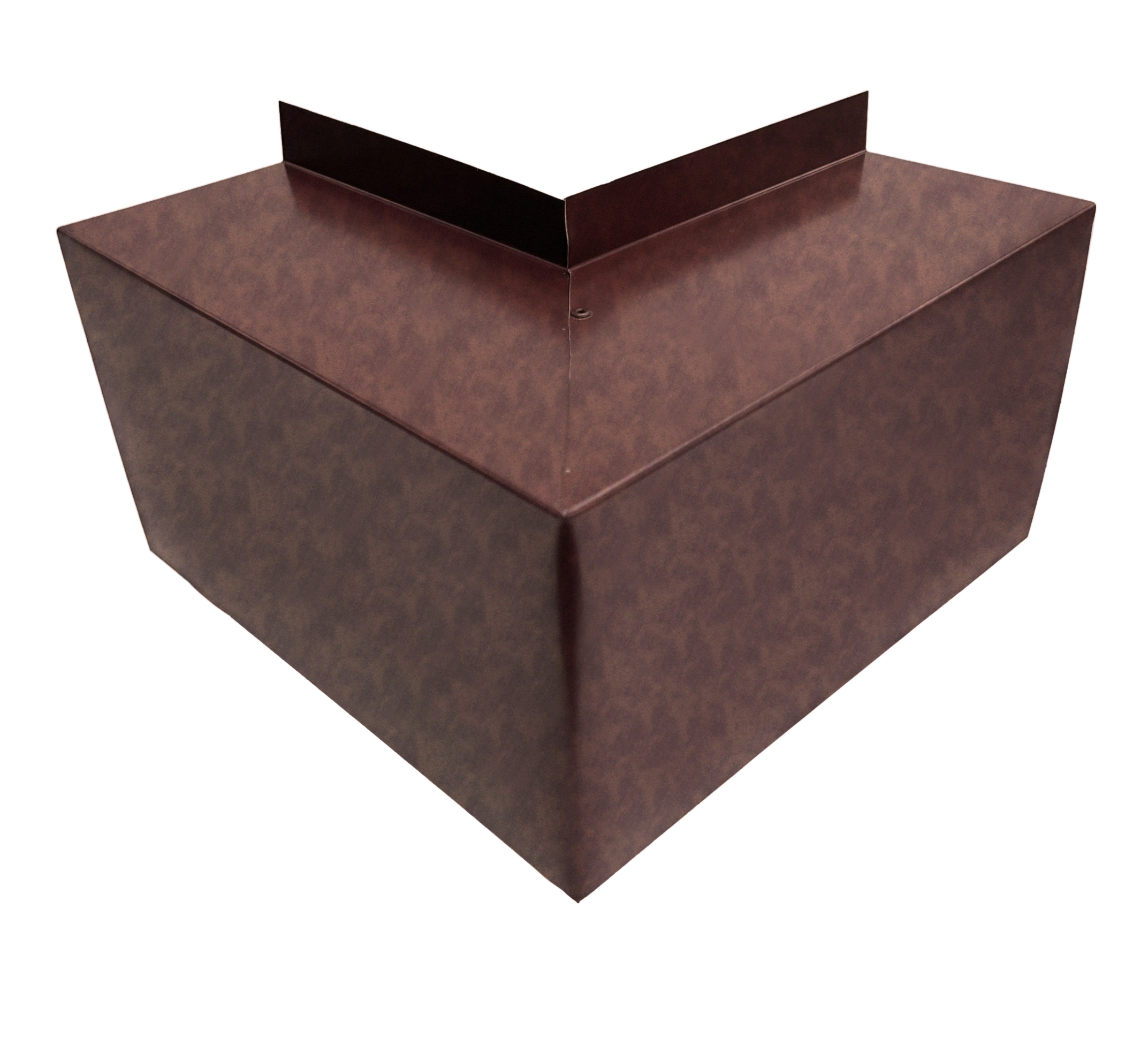 A PermaCover Metal HVAC Line Set Cover Outside Corner Elbow that is made to attach to exterior walls to cover existing HVAC line sets. The elbow cover is Western in color.