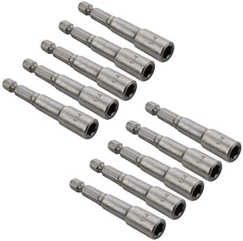 Hex bit drivers lined up next to each other to show the multiple quantities offered.