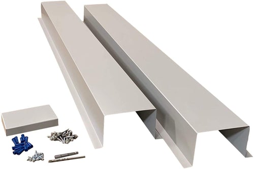 A PermaCover HVAC Line Set Cover that consists of two 5 FT sections. The cover is meant to install to extend existing HVAC line sets.  The cover is made from 26 Gauge Painted Steel in the color Ash Gray.