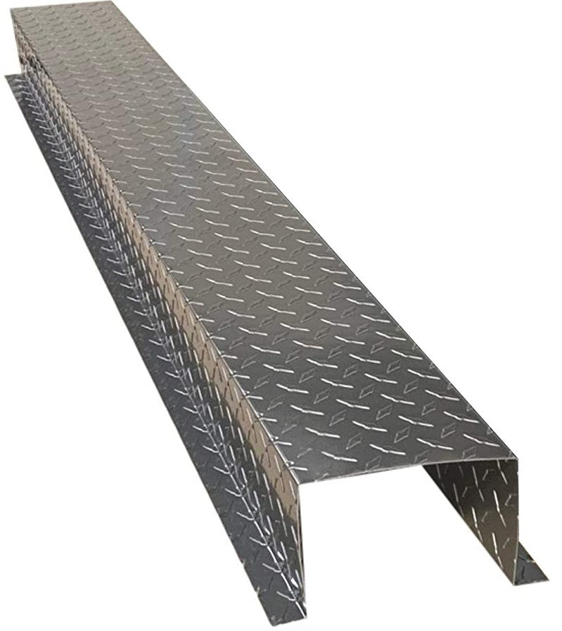 A 0.025 inch Aluminum Diamond Tread Plate HVAC line Set Cover 5 FT Extension sections. The cover is Gray in color, and is meant to extend existing Line set Covers.