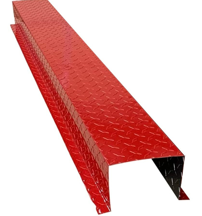 A 0.025 inch Aluminum Diamond Tread Plate HVAC line Set Cover 5 FT Extension sections. The cover is Red in color, and is meant to extend existing Line set Covers.