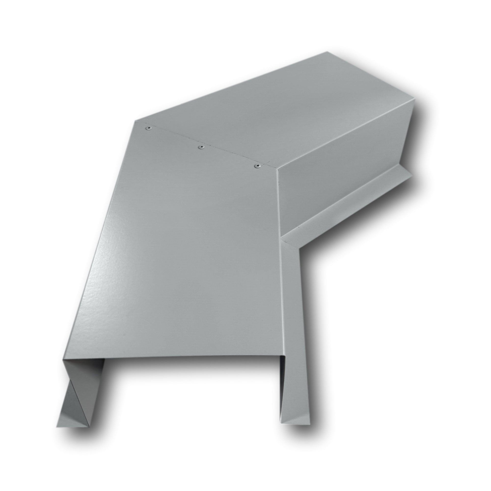 A PermaCover Metal HVAC Line Set Cover 45° Side Turning Elbow that is made to attach to exterior walls to cover existing HVAC line sets. The elbow is made from 24 Gauge Painted Steel and is Cityscape in color. 