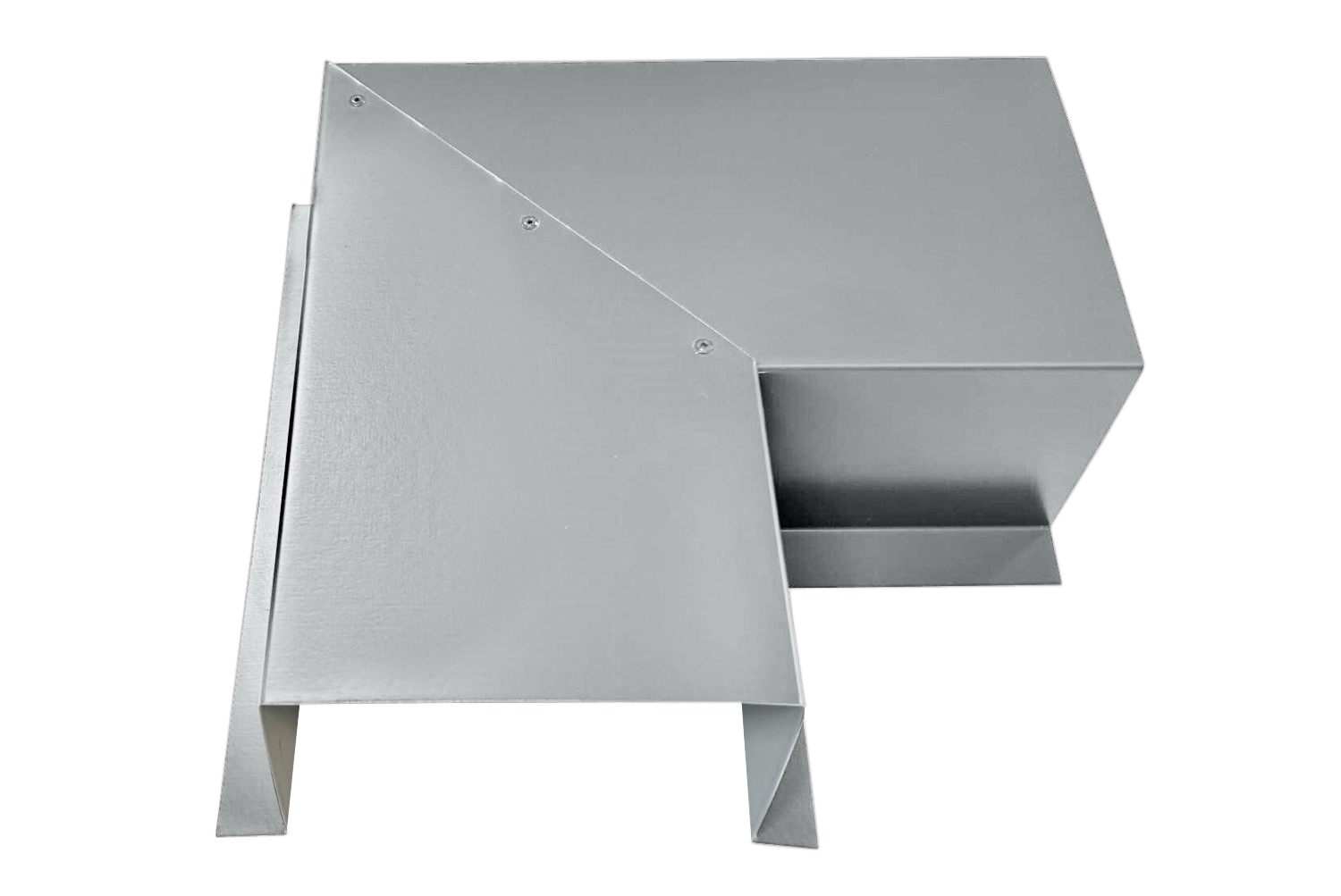 A PermaCover Metal HVAC Line Set Cover 90° Side Turning Elbow that is made to attach to exterior walls to cover existing HVAC line sets. The elbow cover is Cityscape in color. 