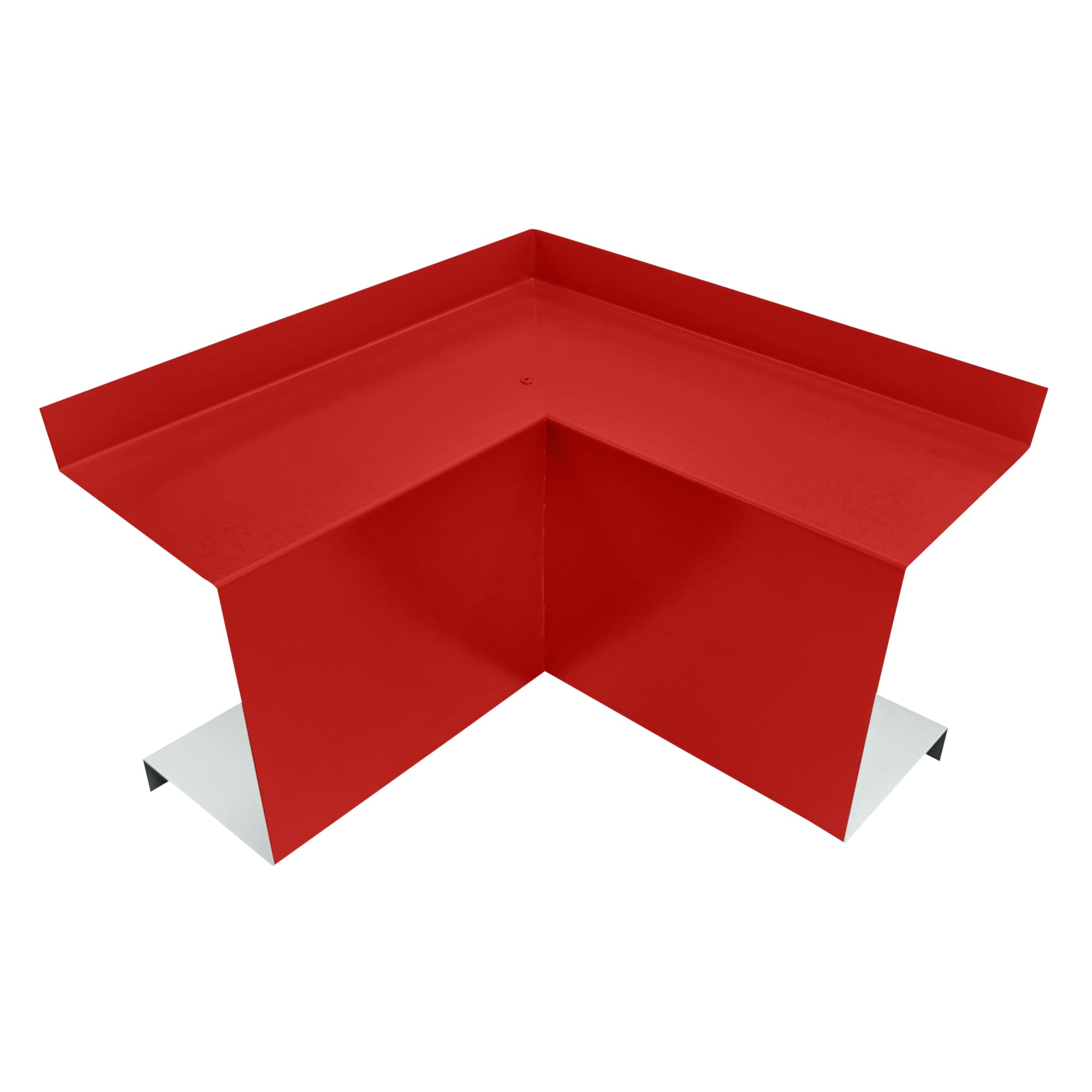 A PermaCover Metal HVAC Line Set Cover Inside Corner Elbow that is made to attach to exterior walls to cover existing HVAC line sets. The elbow cover made from 26 Gauge Painted Steel and is Bright Redin color. 