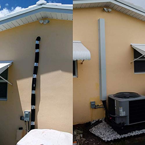 A before and after example of a line set cover on an HVAC line set. 