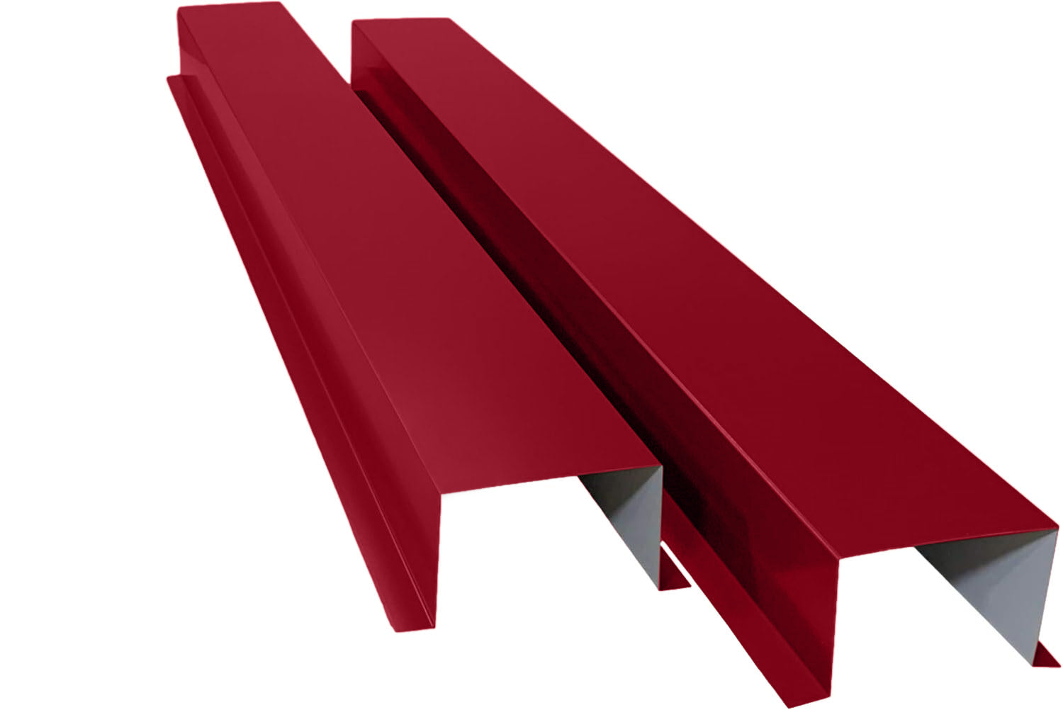 A PermaCover Metal HVAC Line Ste Cover Kit that consists of two 5 foot long sections. The covers telescope together and attach to exterior walls to cover existing HVAC line sets. The cover is Regal Red  in color. 