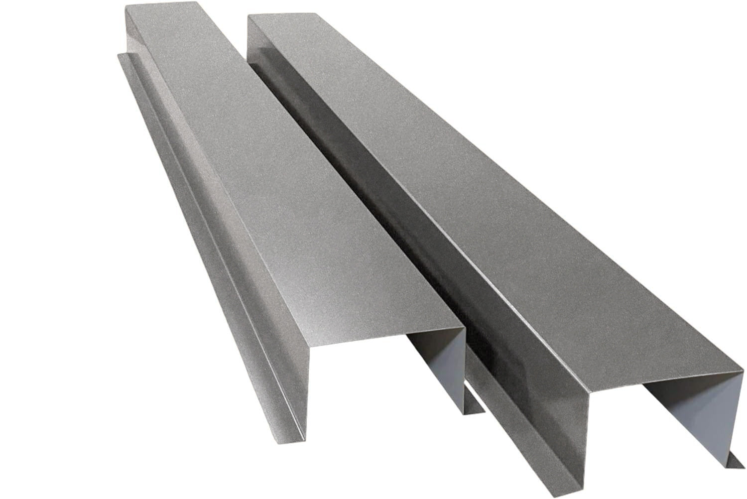 A PermaCover Metal HVAC Line Ste Cover Kit that consists of two 5 foot long sections. The covers telescope together and attach to exterior walls to cover existing HVAC line sets. The cover is Silver in color. 