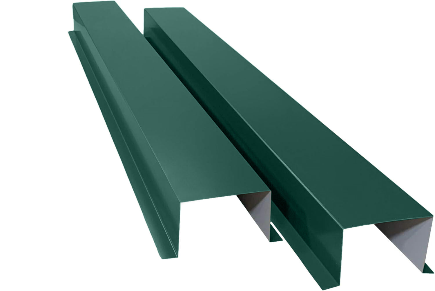 A PermaCover Metal HVAC Line Ste Cover Kit that consists of two 5 foot long sections. The covers telescope together and attach to exterior walls to cover existing HVAC line sets. The cover is Teal in color. 