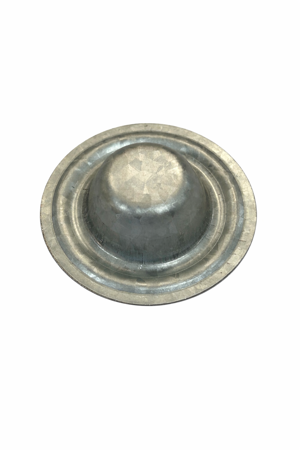Metallic dome-shaped object on a white background