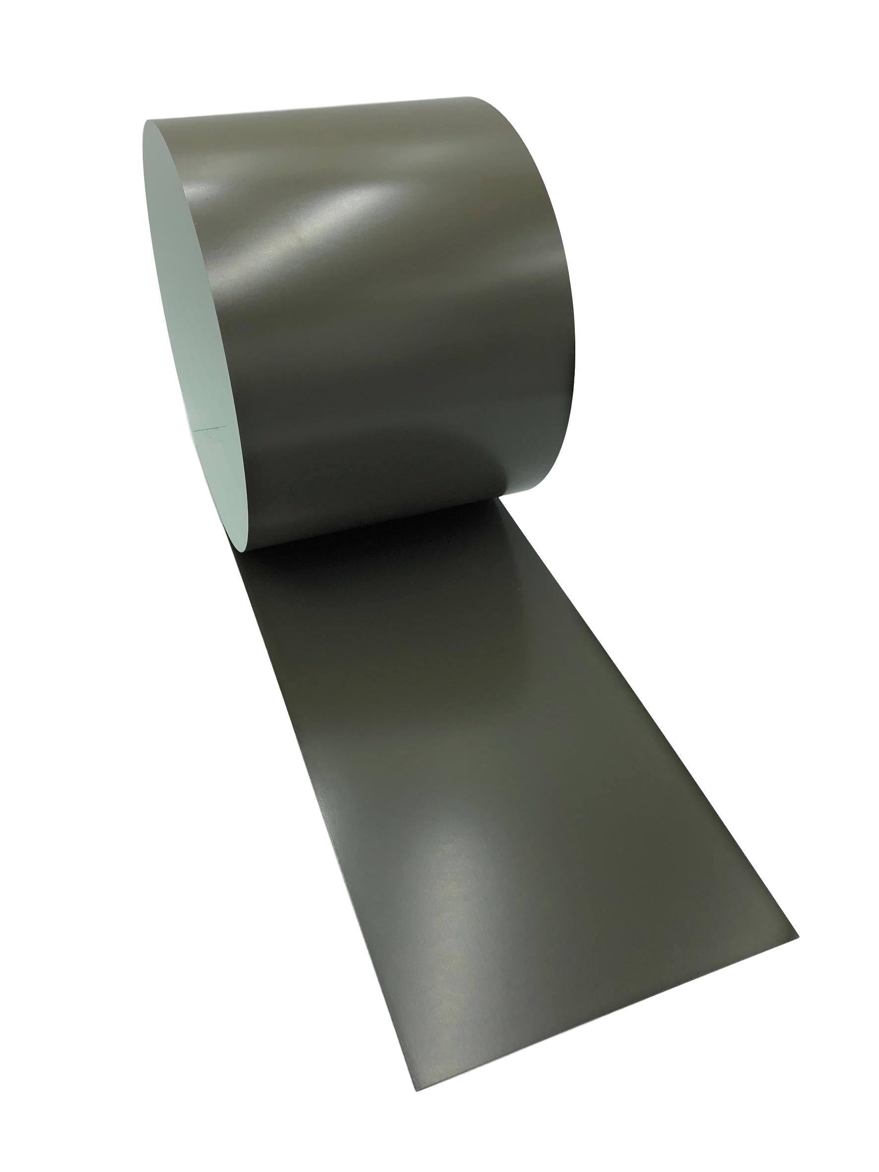 A roll of 26 Gauge Painted Steel that is Burnished Slate in color. 