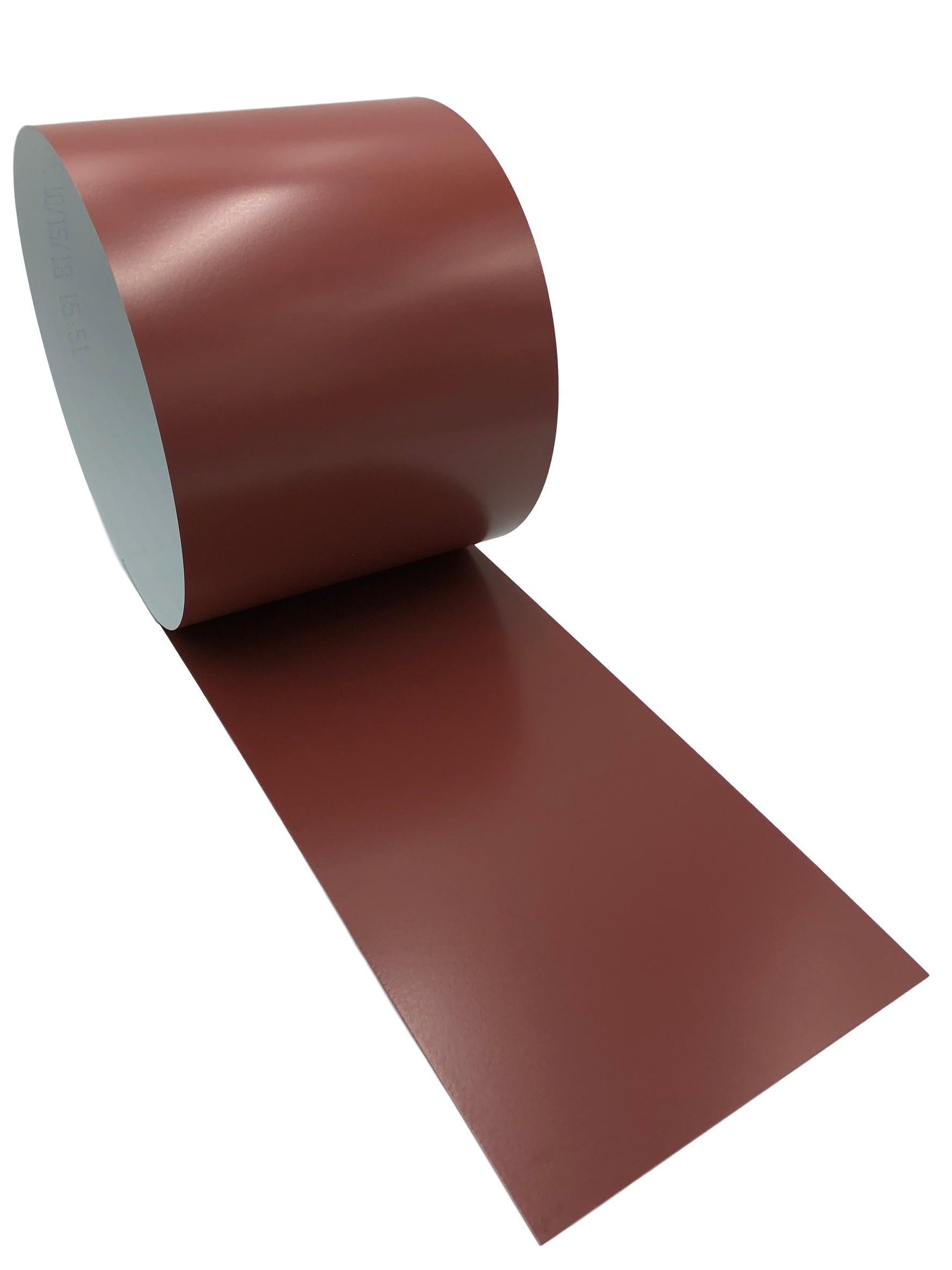 A roll of 26 Gauge Painted Steel that is Colonial Red in color. 