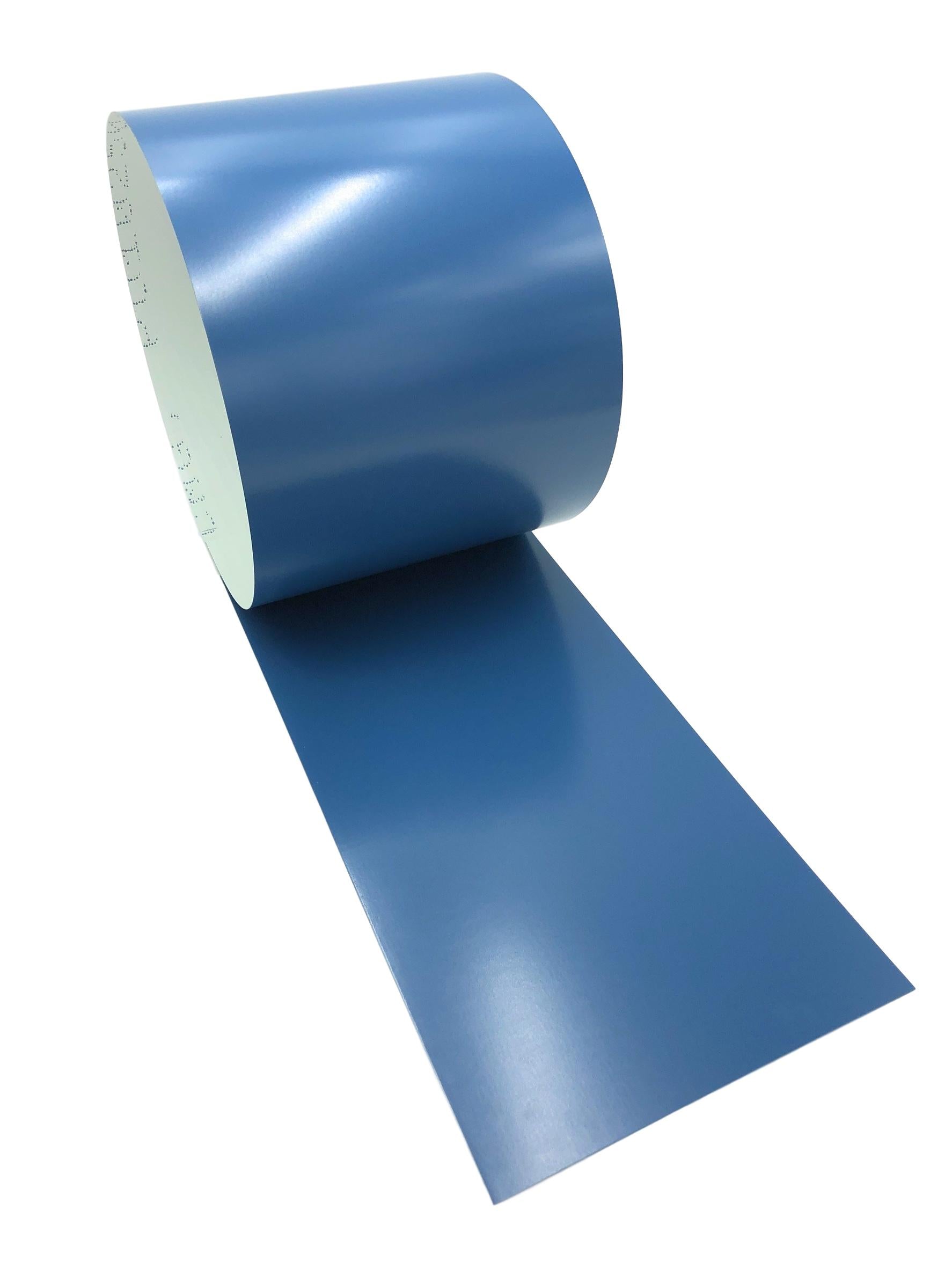 A roll of 26 Gauge Painted Steel that is Blue in color. 