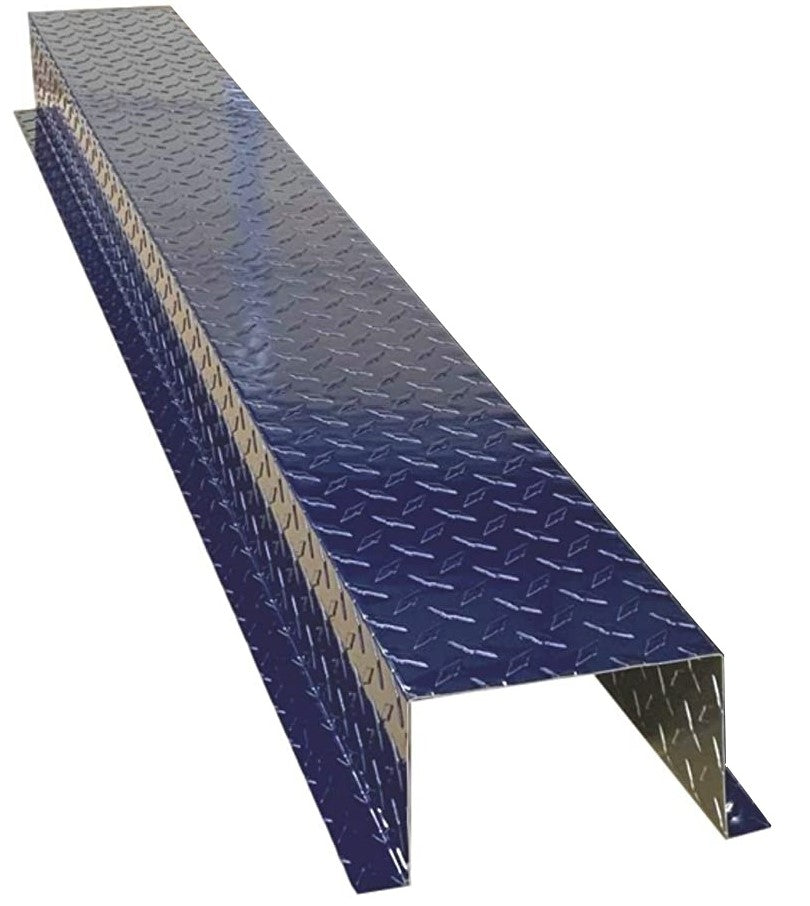 A 0.025 inch Aluminum Diamond Tread Plate HVAC line Set Cover 5 FT Extension sections. The cover is Indigo Blue in color, and is meant to extend existing Line set Covers. 